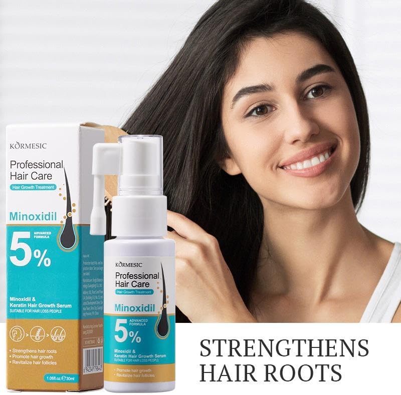 KORMESIC Professional Hair Growth Serum with 5% Minoxidil & Keratin – 60ml