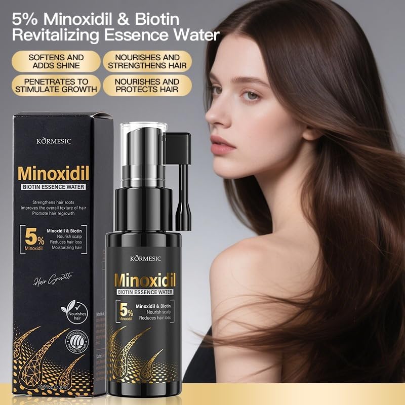 Kormesic Minoxidil 5% Biotin Essence Water, Hair Growth Serum - 30ml