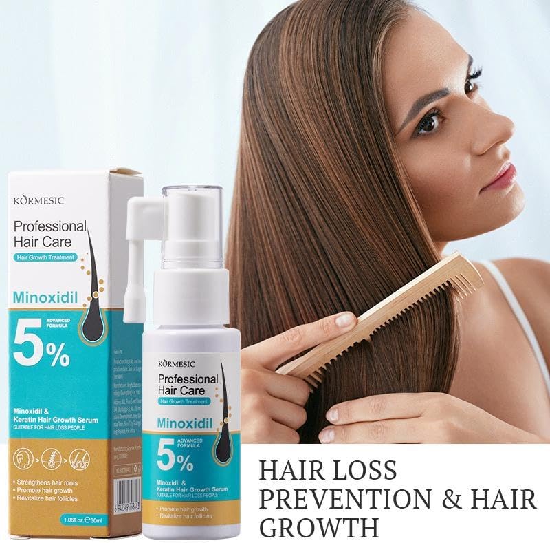 KORMESIC Professional Hair Growth Serum with 5% Minoxidil & Keratin – 60ml