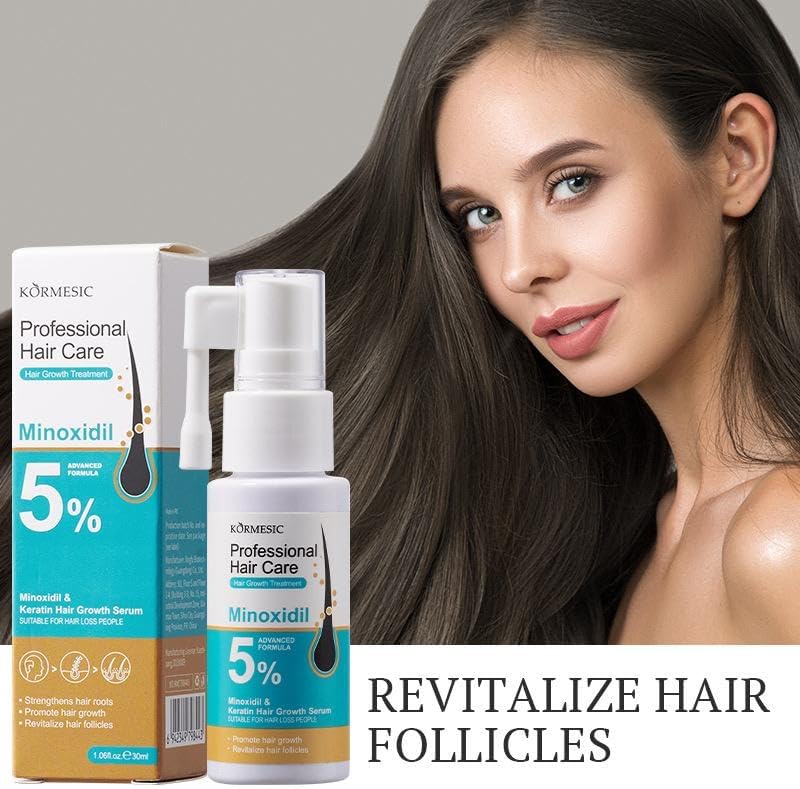 KORMESIC Professional Hair Growth Serum with 5% Minoxidil & Keratin – 60ml