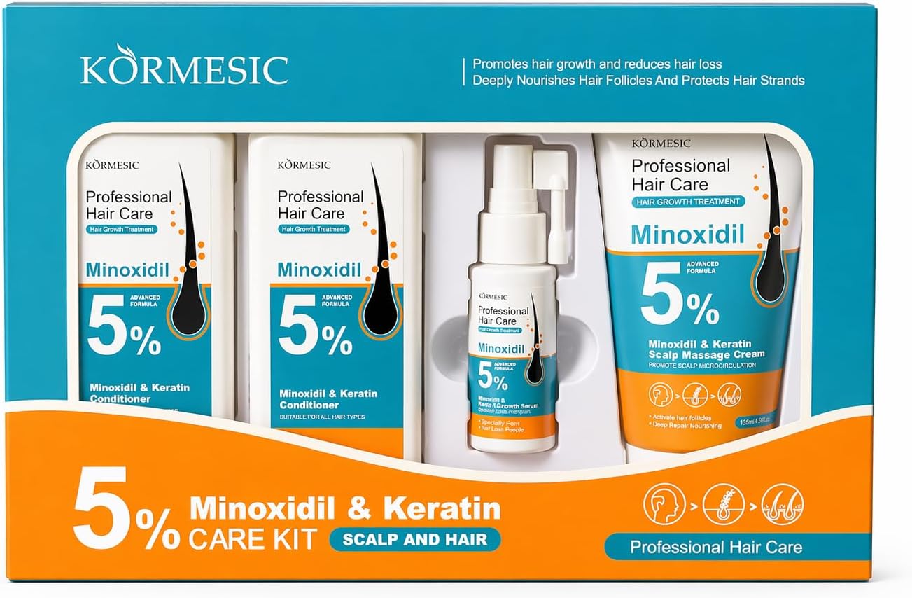 Kormesic 5% Minoxidil and Keratin Hair Care Kit - 4 Step