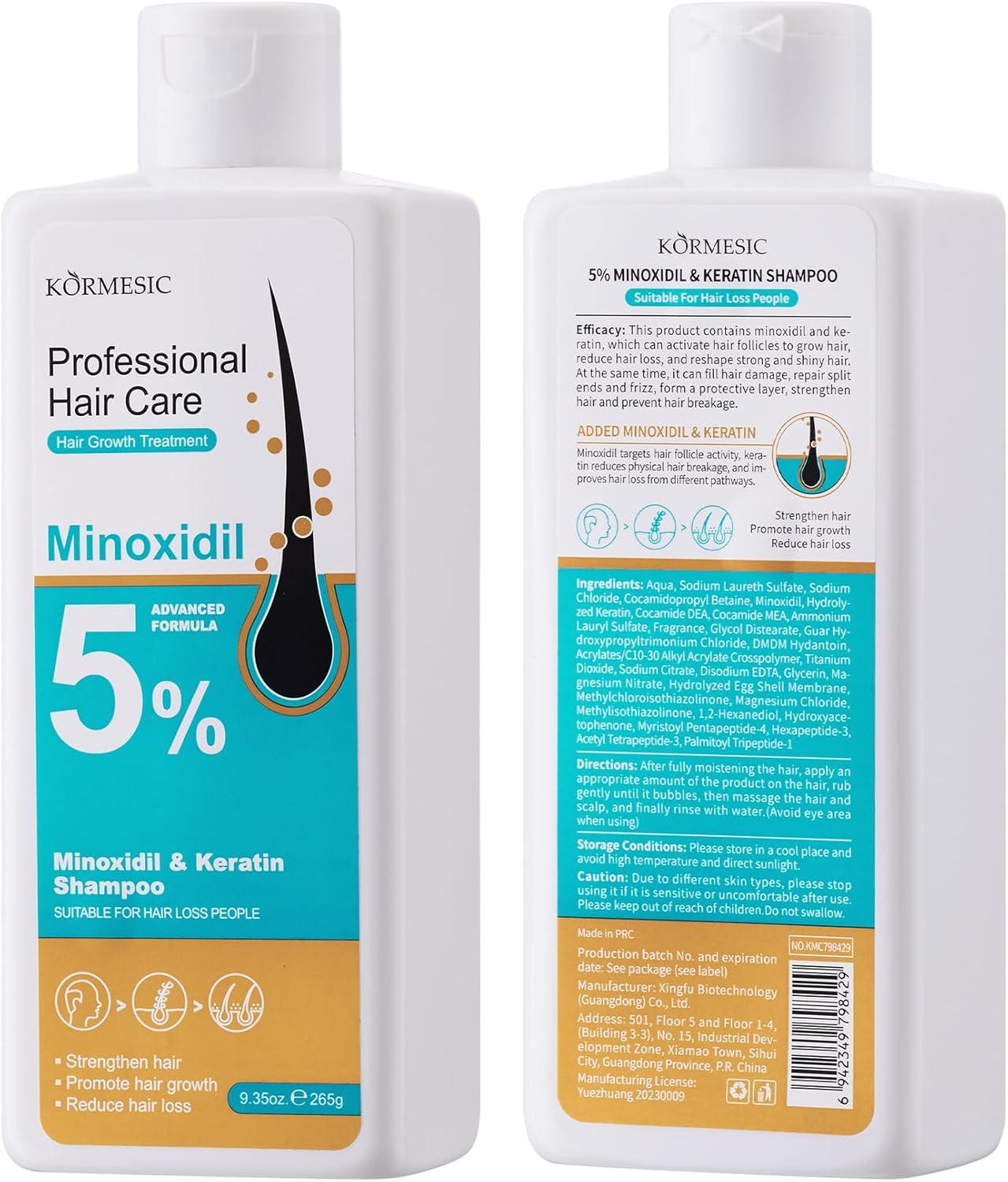 Kormesic 5% Minoxidil and Keratin Shampoo - 265g