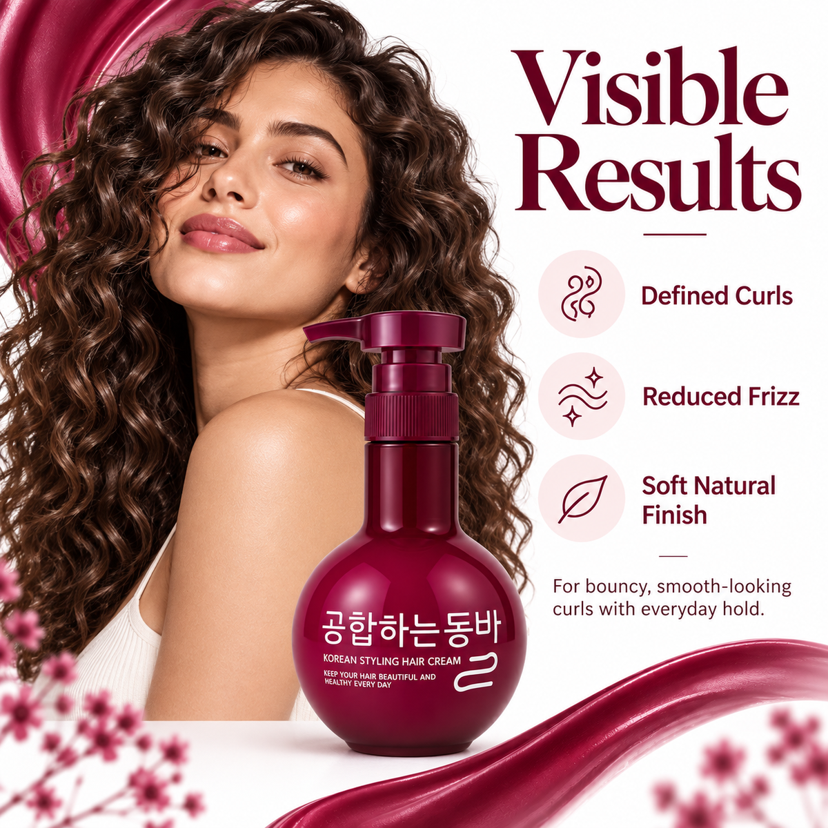 Korean Styling Hair Cream 250ml | Curl Defining Cream for Curly & Wavy Hair