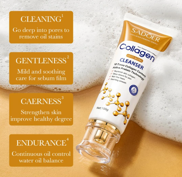 Sadoer Collagen Cleanser with Protein Technology – Hydrating & Firming Face Wash (100ml)